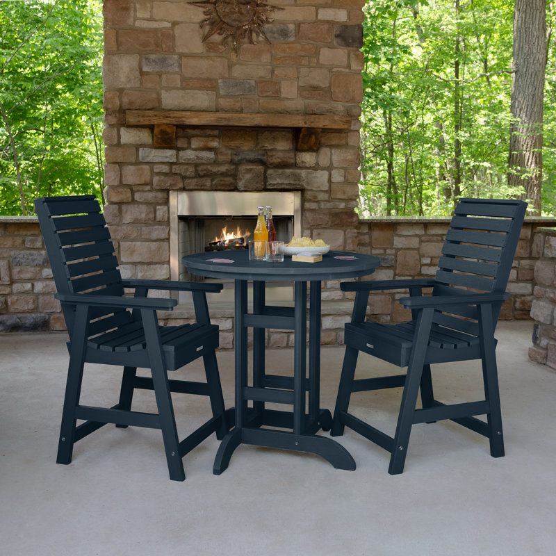 Machado 2-Person 36" Round, Counter-Height Dining Set, Federal Blue