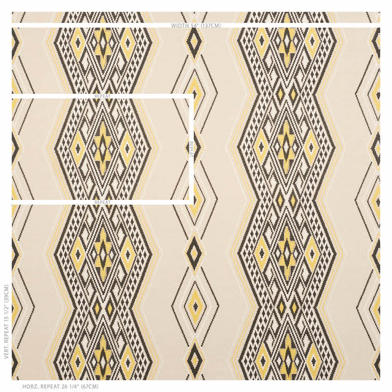 Bayeta Embroidery Fabric, Yellow/ Brown/ Neutral