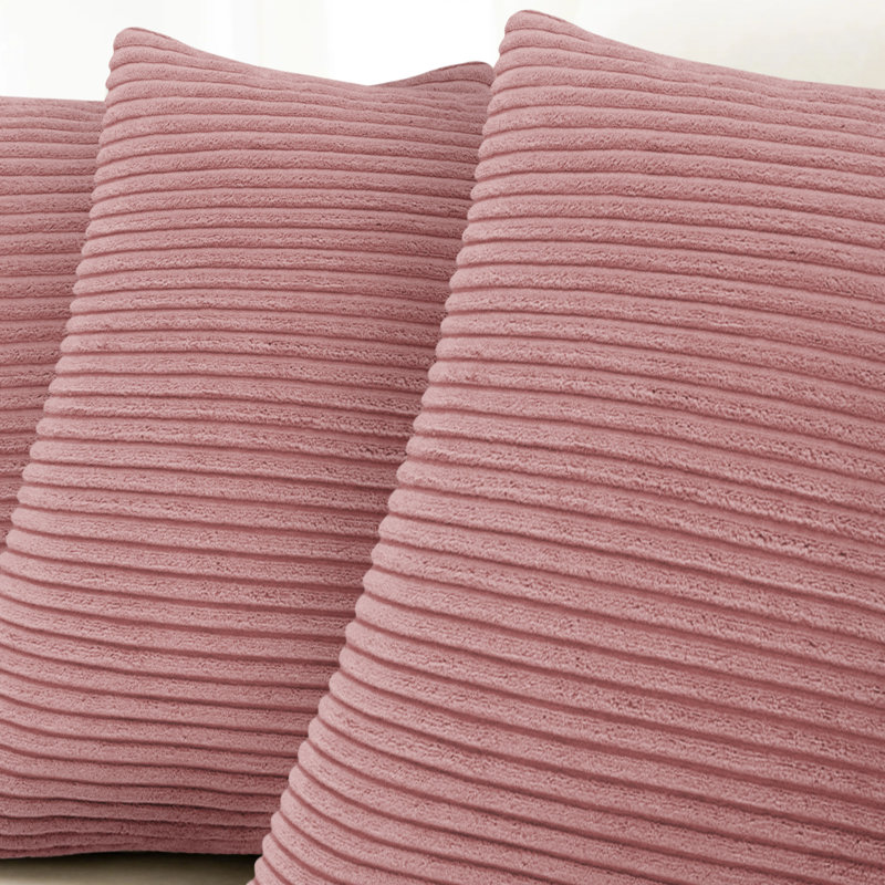 Shadwell Striped Square Scatter Crushed Velvet Cushion Cover, Pink