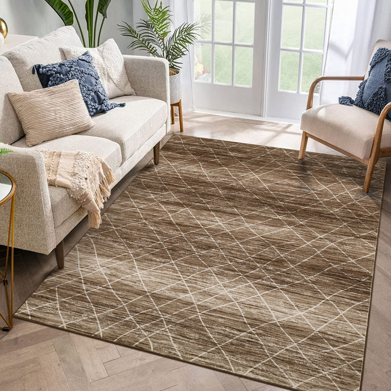 Randolph Boho Machine Washable Rug with Rubber Backing for Living Room Geometric Non-Slip Area Rug Indoor Carpet Non-Shedding Rug for Bedroom Dining Room Hallway Kitchen Office Playroom Nursery