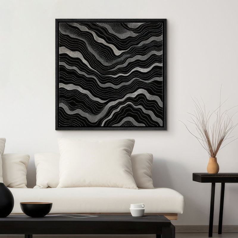 Reproduction d'art encadrée sur toile pour décor moderne neutre, Noir, H 16 po x l 16 po