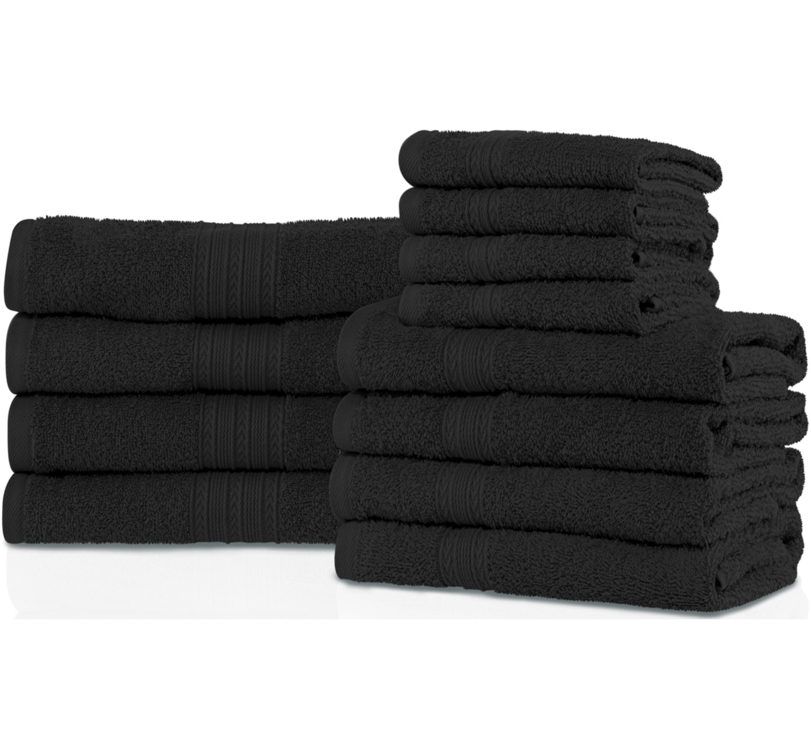 12-Piece Cotton Towel Set, Black