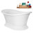59" Streamline Soaking Acrylic Freestanding Bathtub, Bamboo Tray, Drain-103682498