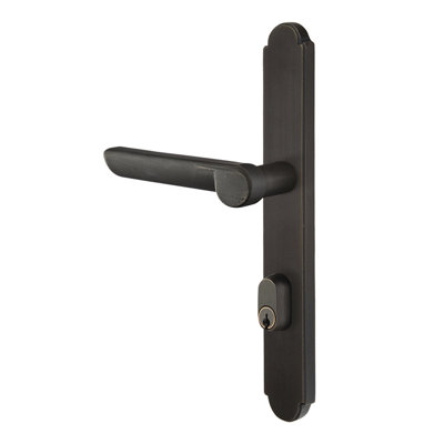 Emtek Sandcast Bronze Stretto Single Cylinder Knobset w/ 1 1/2" x 11" Arched Keyed Narrow Sideplate Lock