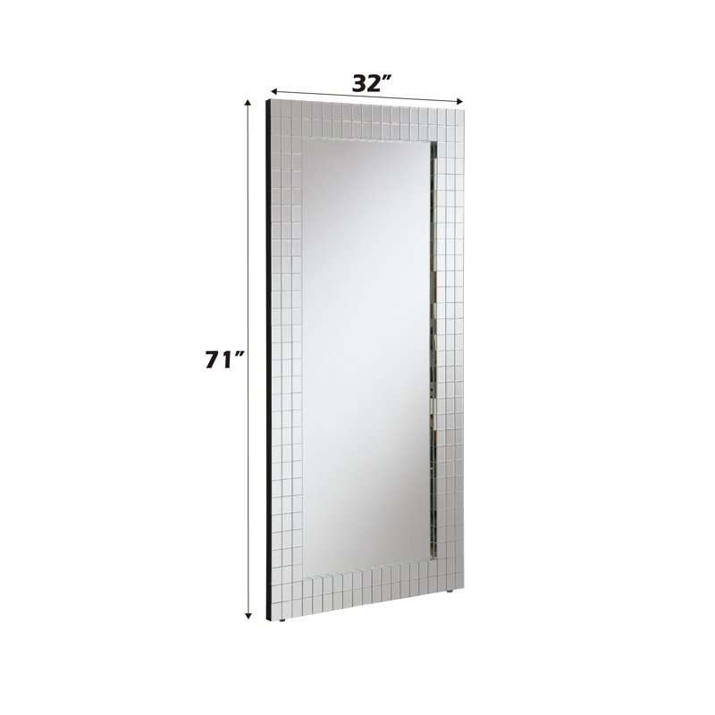 Miroir d'appoint Dominic - miroir de plancher pleine longueur avec cadre en mosaïque biseauté, miroir décoratif de style glamour