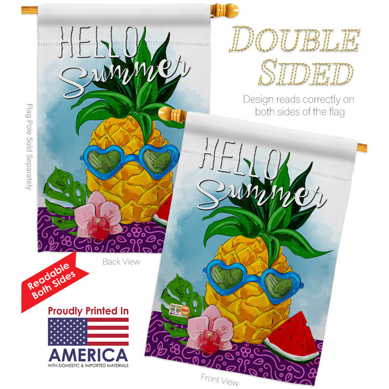 Drapeau de maison 40 x 28 po Hello Pineapple