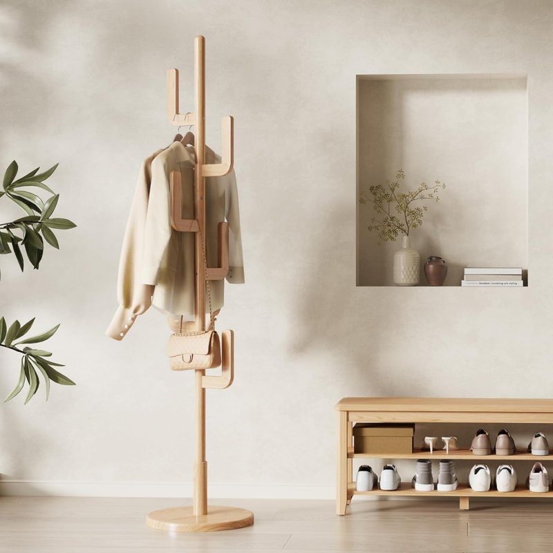 Freestanding Coat Rack, Beige