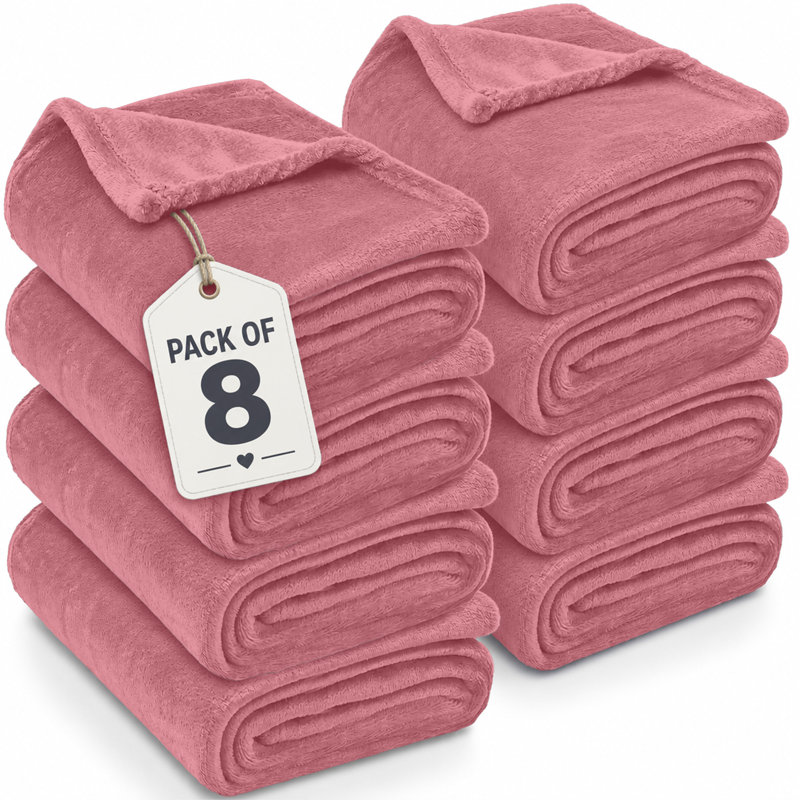 Ultra-Soft Hotel Quality Reversible Plain Weave Fleece Throw Blanket, S.KING, PINK