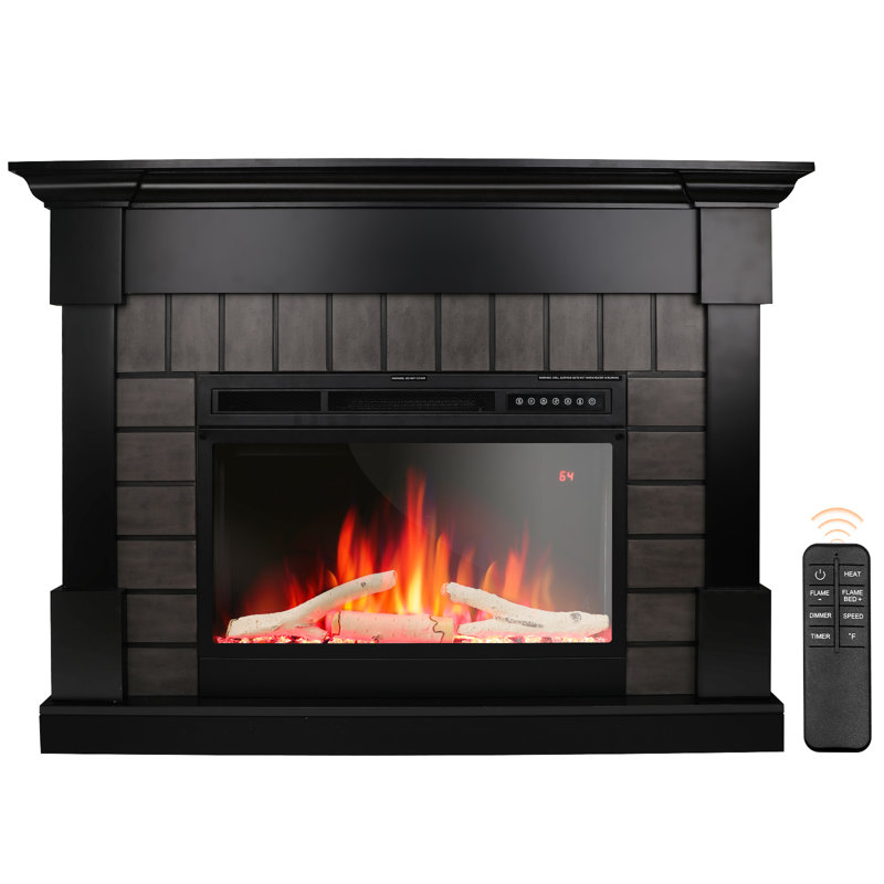  Freestanding Electric Fireplace Up To 50.63" with Remote, Black