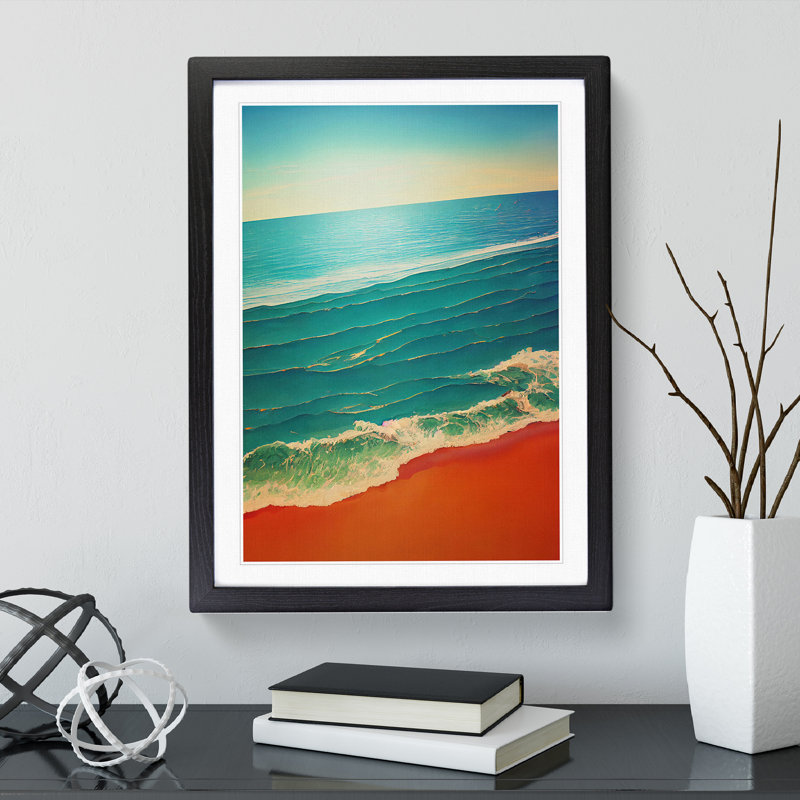 Beach Horizon - Single Picture Frame Print, 64cm H x 46cm W x 2cm D, Black Framed