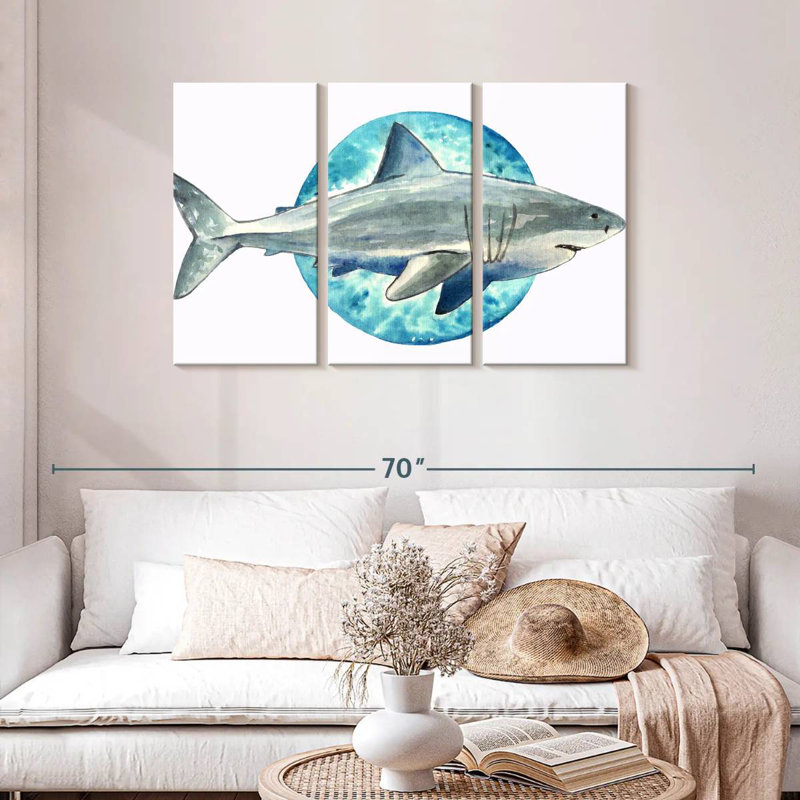 Watercolor Shark, 28" H x 45" W
