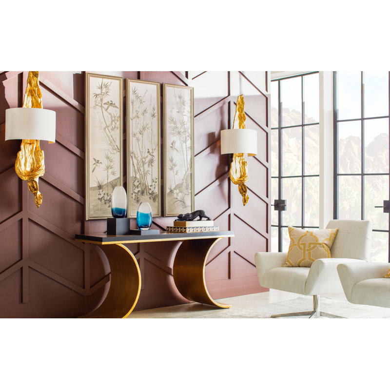 Thames 60'' Gold and Black Wood Console Table