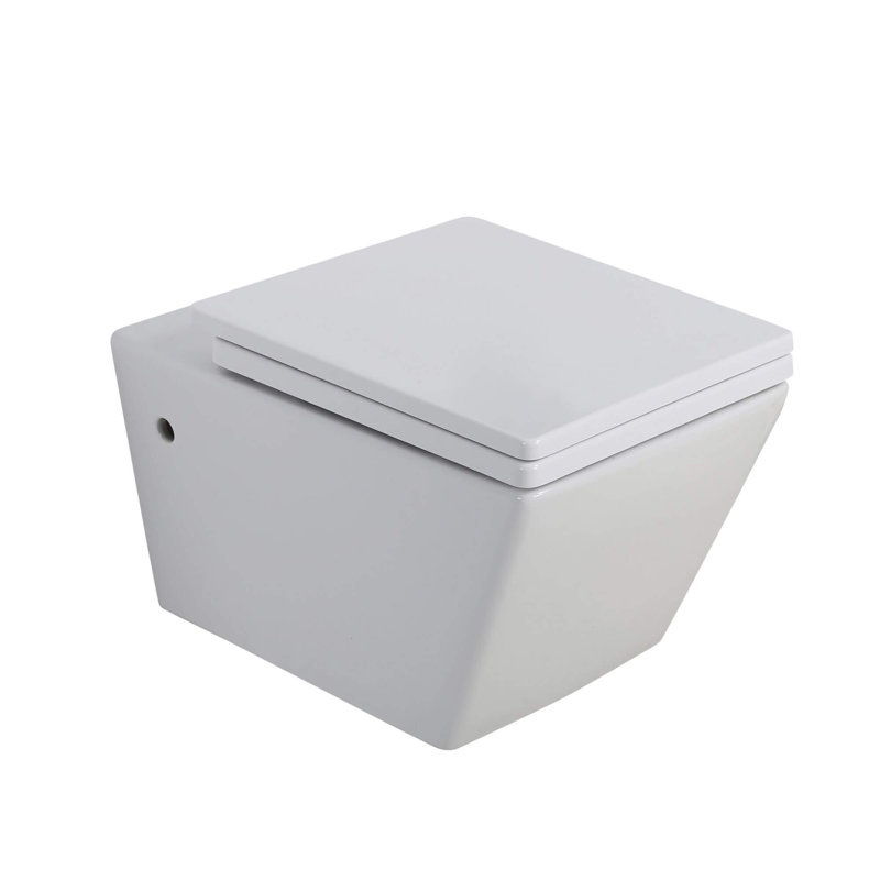 Stormon Dual-Flush Square Wall-Mount Toilet (Seat Included), 4", Chrome