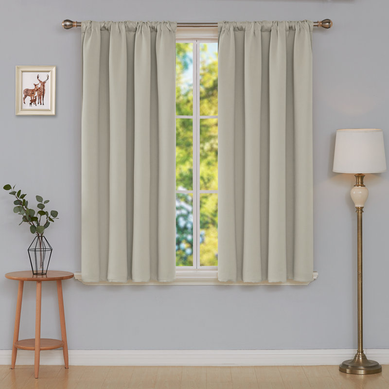 Maksymilan Room Darkening Curtain Pair, 38" W x 54" L, Light Beige
