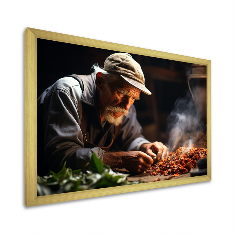 Expression artisanale de cigares à Cuba, Cadre doré simple, H 12 po x l 20 po x P 1 po