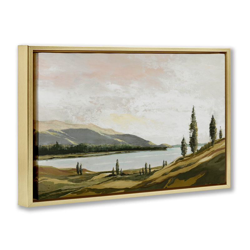 Cadre flottant Calm Scenic Landscape, design par Max Maxx, H 17 po x l 25 po, Cadre flottant métallique doré