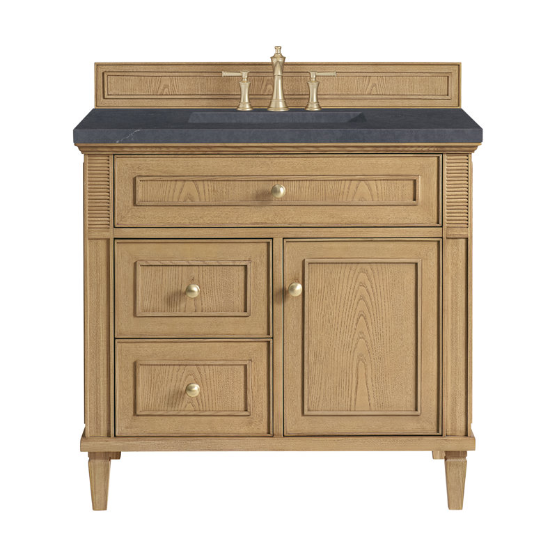 Lorelai 36'' W Single Vanity, Charcoal Soapstone, Light Natural Oak, 8" Widespread