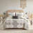 4 Piece Printed Comforter Set With Throw Pillow