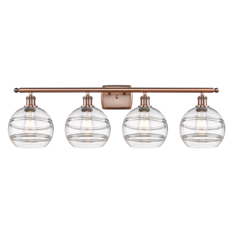 Chartoff 4 - Light Dimmable Vanity Light, Clear, Antique Copper