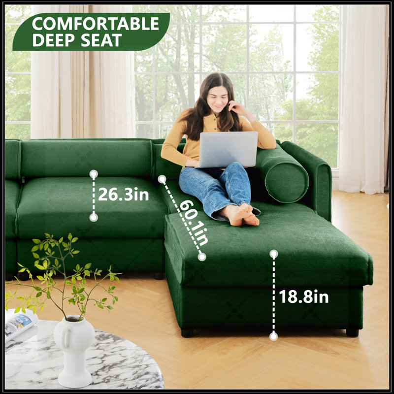 Canapé en chenille 2 places avec siège de rangement, Vert