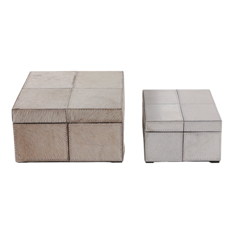 Boîtes décoratives à motif de courtepointe avec couvercle pour la décoration intérieure - Boîte de rangement moderne idéale pour la chambre, les souvenirs ou les photos - Lot de 2, 30 cm