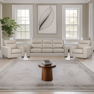 Barton Leather Sofa & Two Chair Set, Taupe