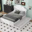 Full Size Wood Platform Bed with Headboard and Twin Size Trundle, White