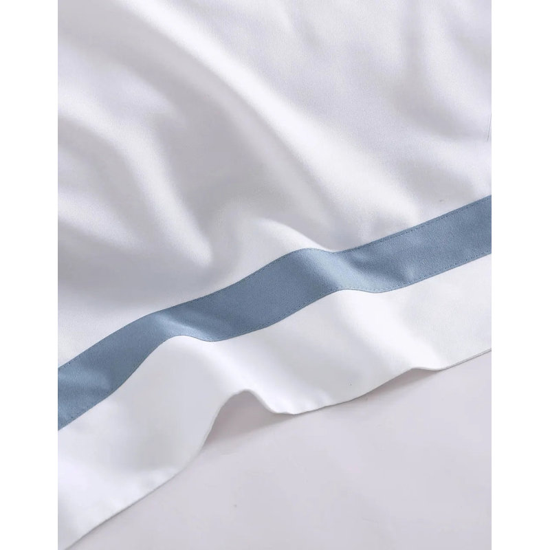 Frame Sham Set, King, White/Denim