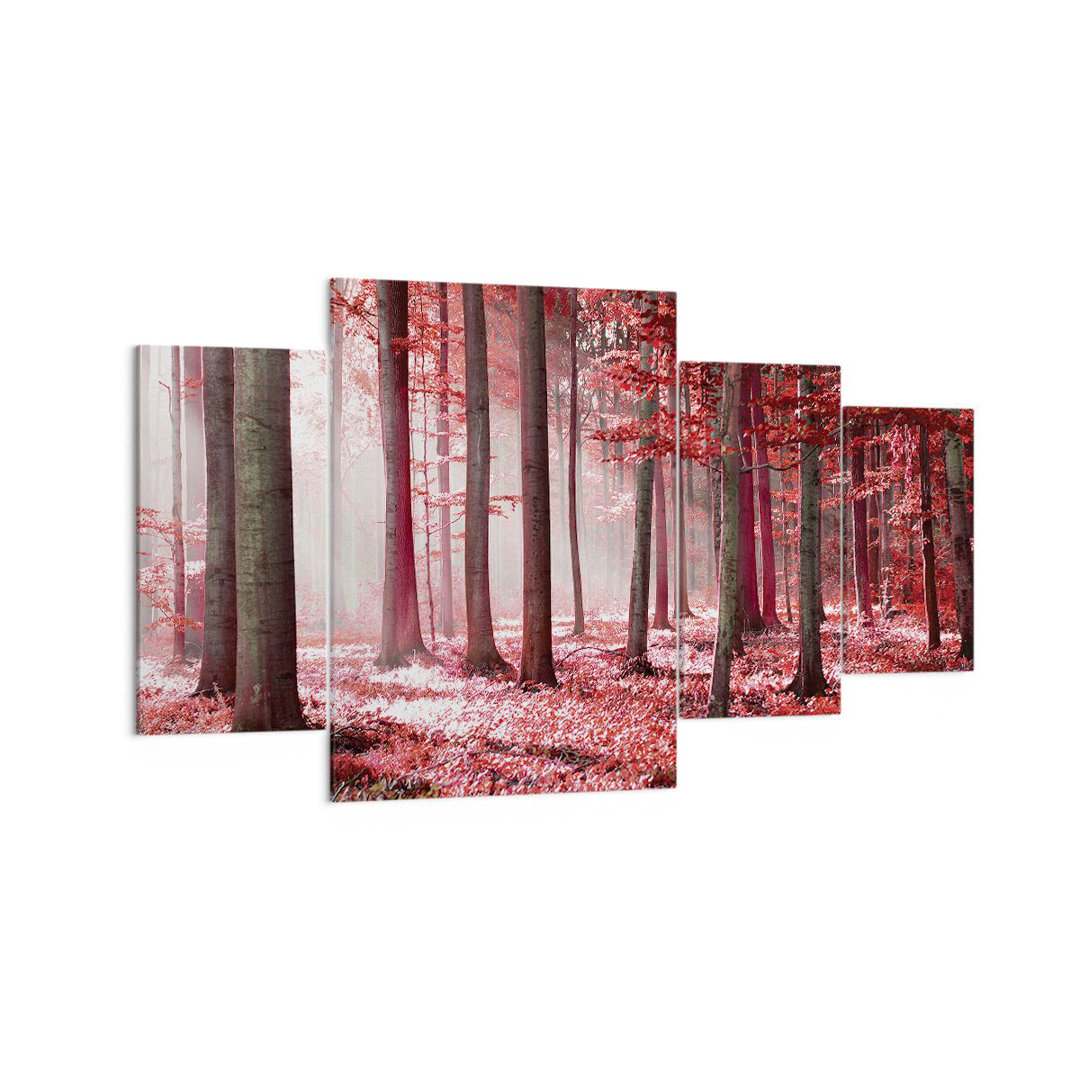 4-tlg. Leinwandbilder-Set Forest Red Trees