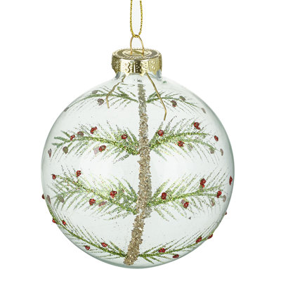 8cm Glass Plants & Flowers Bauble