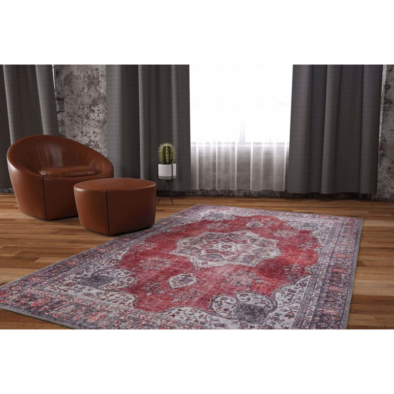 Premium Machine Washable Carpet, 4.6 x 6.2 Feet, 100% Polyester, 1850 g/m² | Pile Height: 0.2 Inches | Eco-Friendly Recycled Poly Cotton Underside | Perfect for Living Room, Bedroom, and High-Traffic Areas