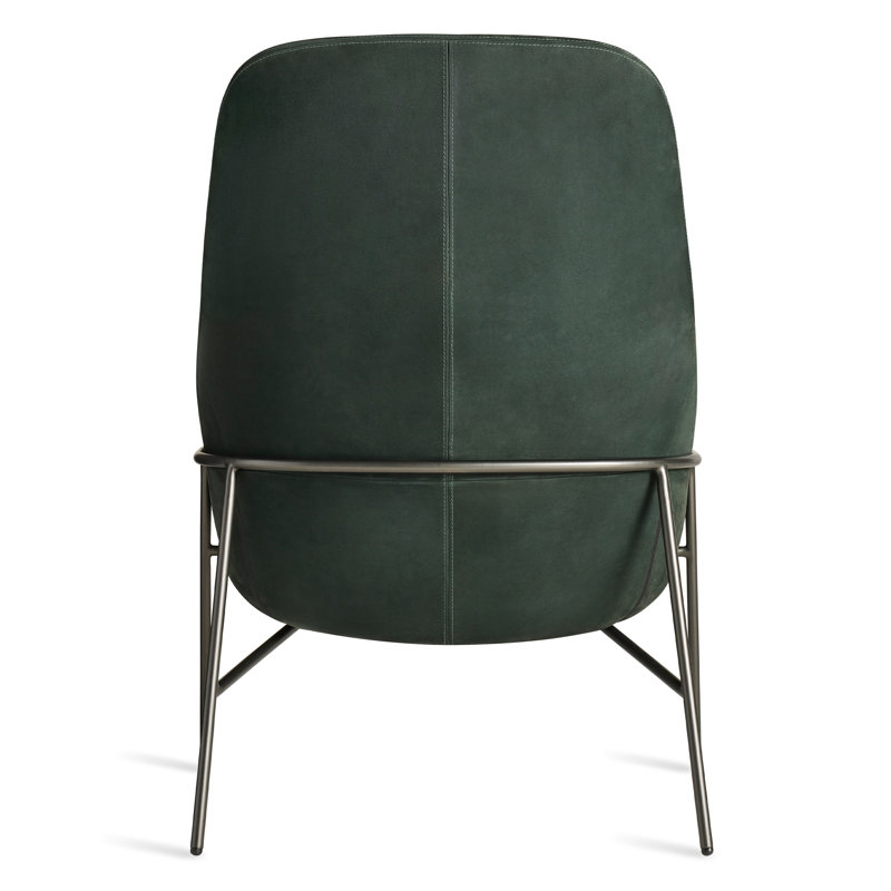 Acre Lounge Chair, Blackened Steel, Navy Green Leather