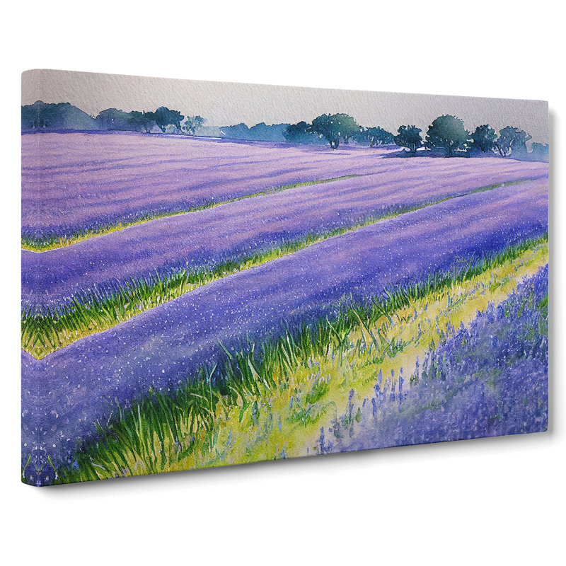 Bluebell Field In Watercolour Vol.2 - Wrapped Canvas Painting, 40cm H x 60cm W x 3cm D