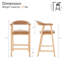 Tabouret de bar contemporain rembourré avec pieds en bois et dossier incurvé-918570853