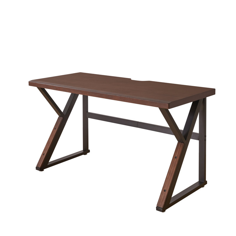 Double bureau d'ordinateur en bois massif de 55,1 pouces de long, poste de travail à deux places épaissi, table d'écriture en noyer pour la maison et le bureau