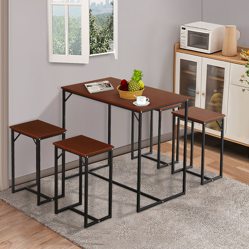 Yreka 4 - Person Dining Set, Burgundy, Burgundy/Black