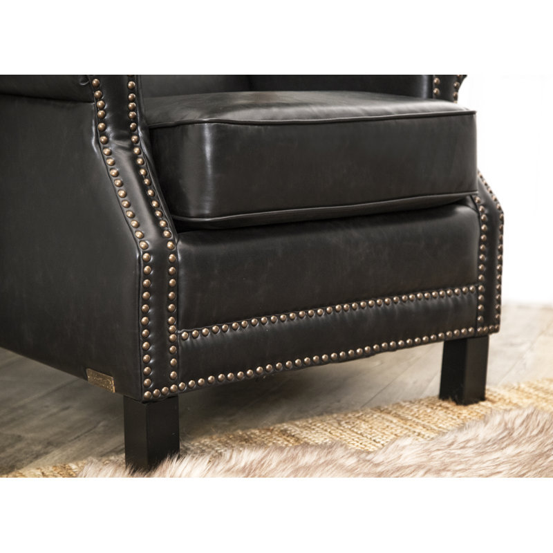 Asbury 28" Wide Polyester Club Chair, Antique Black