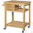 Bamboo Kitchen Island Cart On Wheels With 2 Storage Drawers And Open Shelves