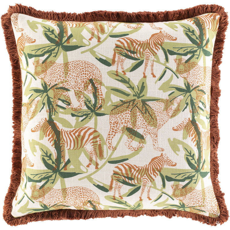 Lantilly Floral Cotton Throw Pillow, 18'' x 18'', Down