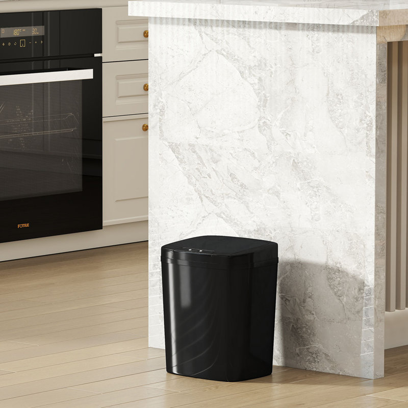 Plastic Motion Sensor, Touch Top Kitchen Trash Can - 15L, Black