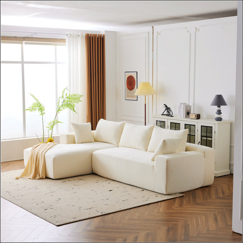 108*68 Inch Extra-Deep Modular Sofa, White Fabric