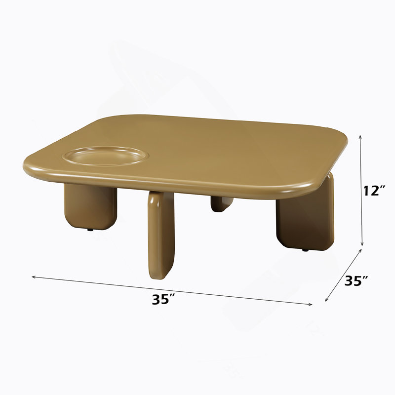 Table basse brun jaunâtre ultrabrillant