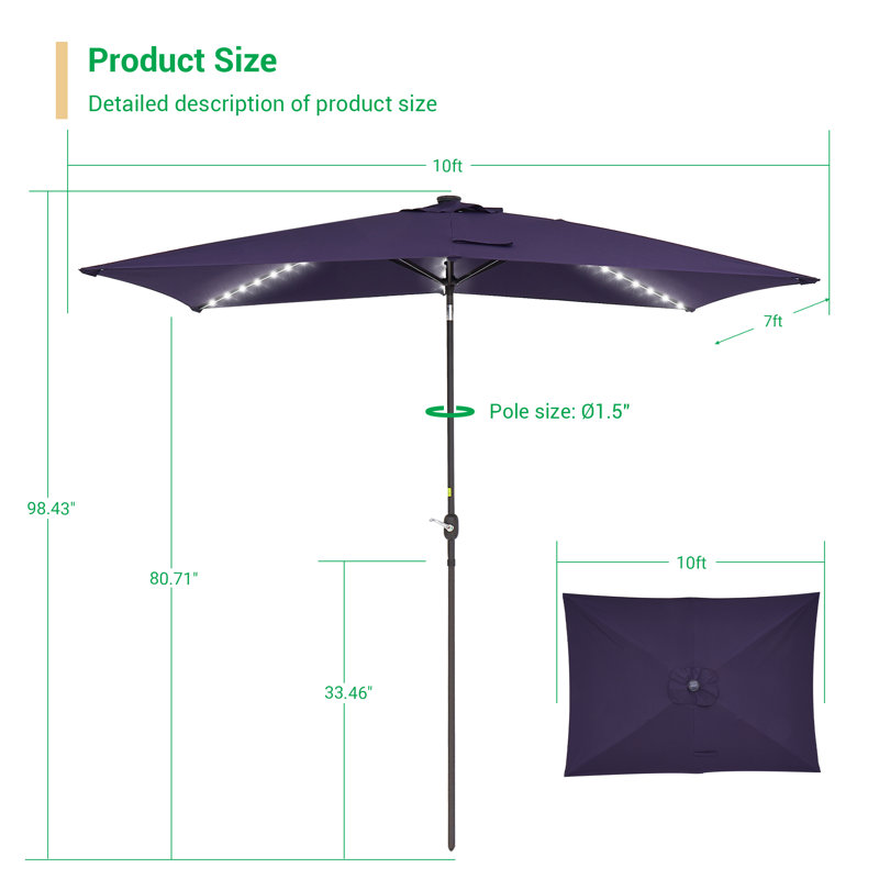 Parasol de 120 po Dorain, Bleu marine