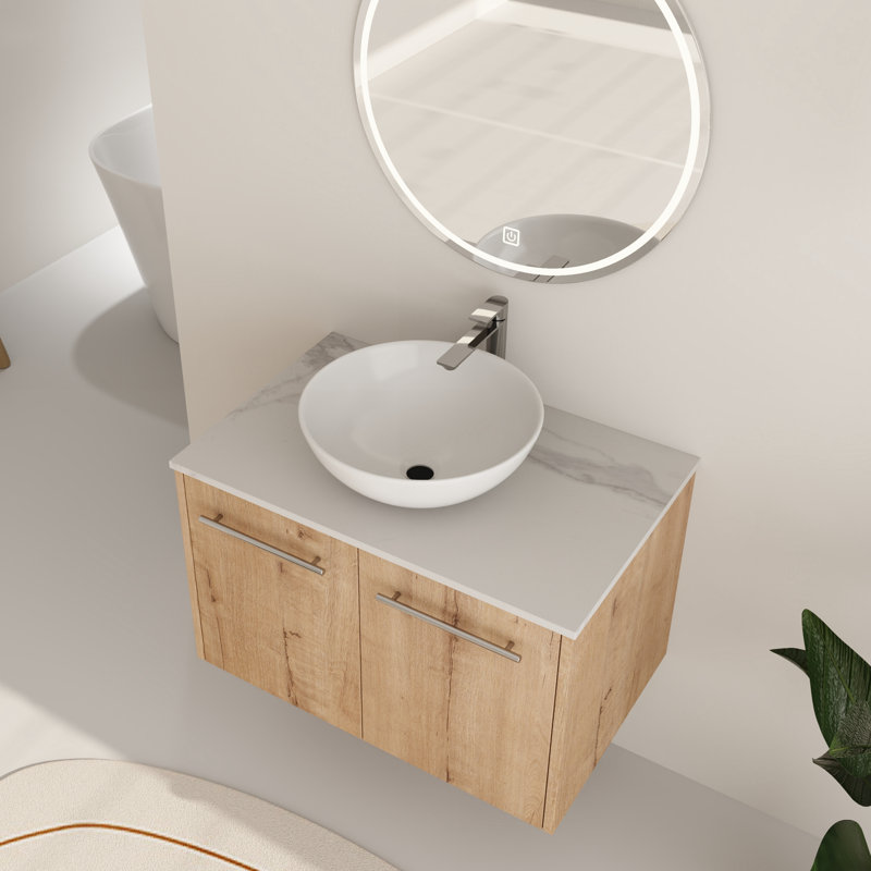 Ensemble de meuble-lavabo simple 30 po avec comptoir en céramique Beber, 30", Ovale