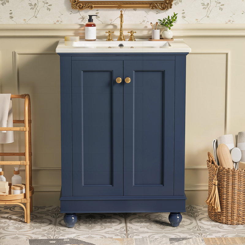 Meuble-lavabo moderne 24 po, Bleu