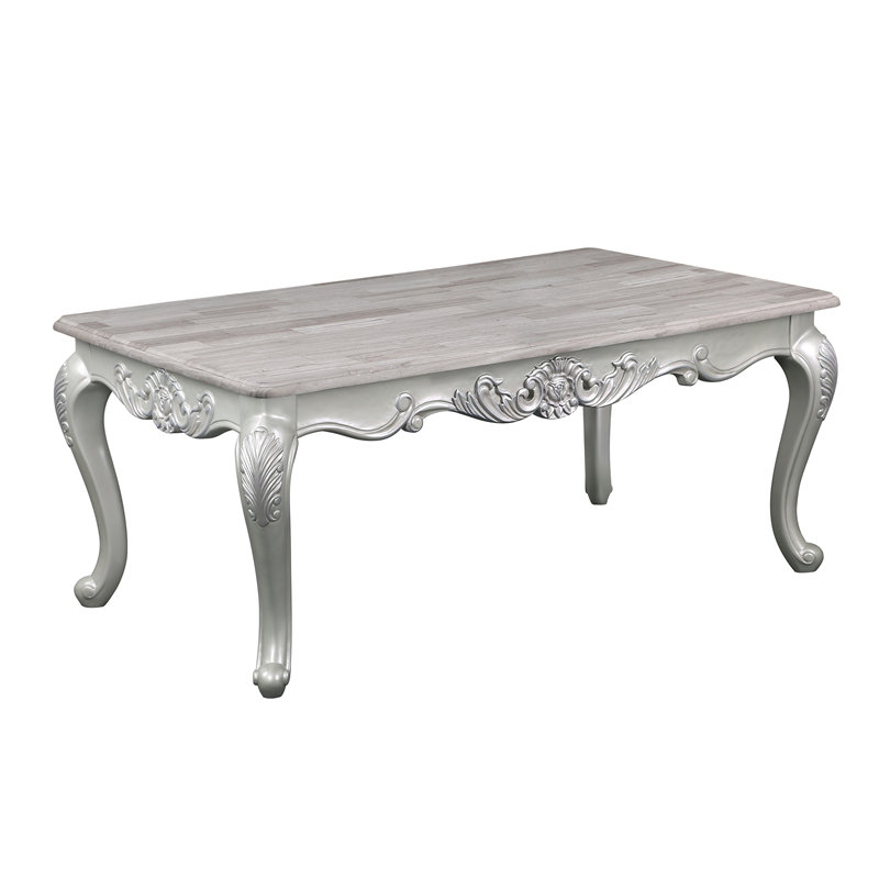 Table basse de style traditionnel Melrose en bois au fini argenté