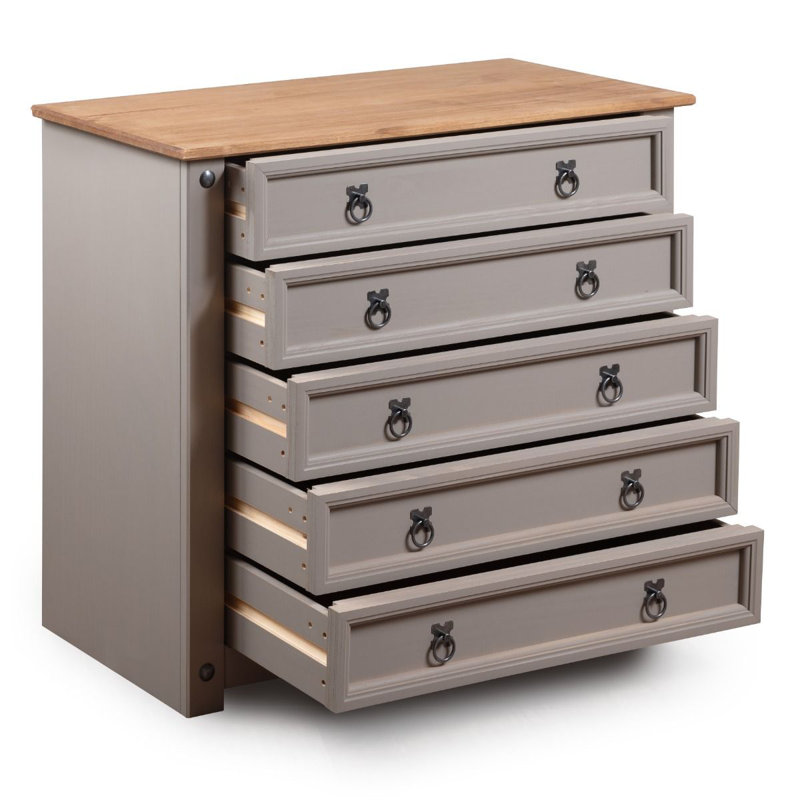 Corona Solid Wood 89cm W 5 - Drawer Chest of Drawers