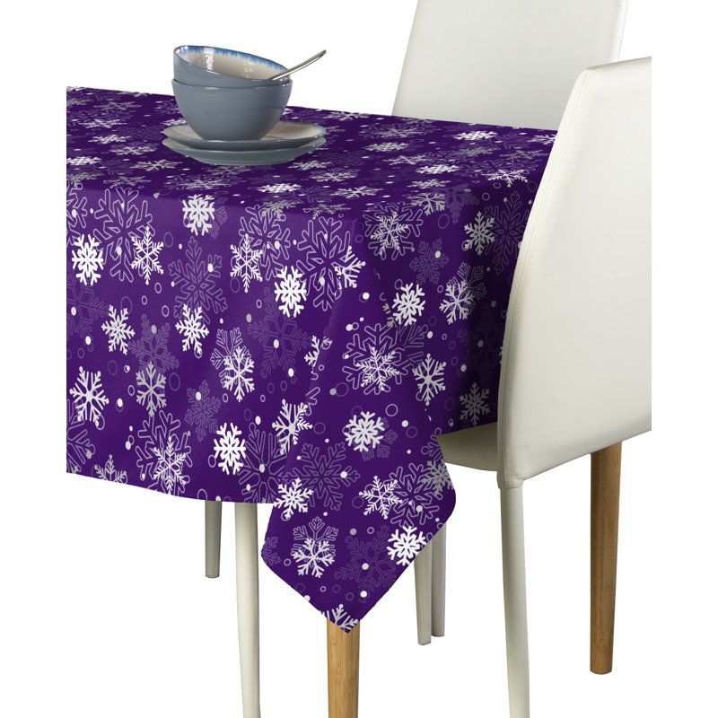 Elrod Snowflakes Milliken Signature Tablecloth, 120" L x 60" W, Purple