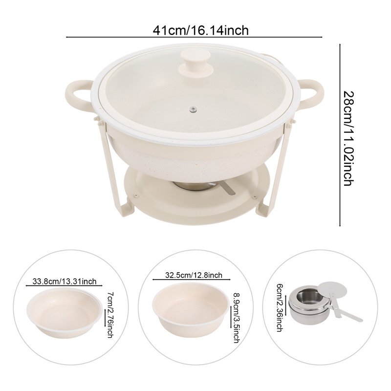Ensemble de 4 réchauds à vaisselle 5QT pour buffet, ensemble de chauffe-plats ronds, chauffe-buffet en acier inoxydable avec couvercle