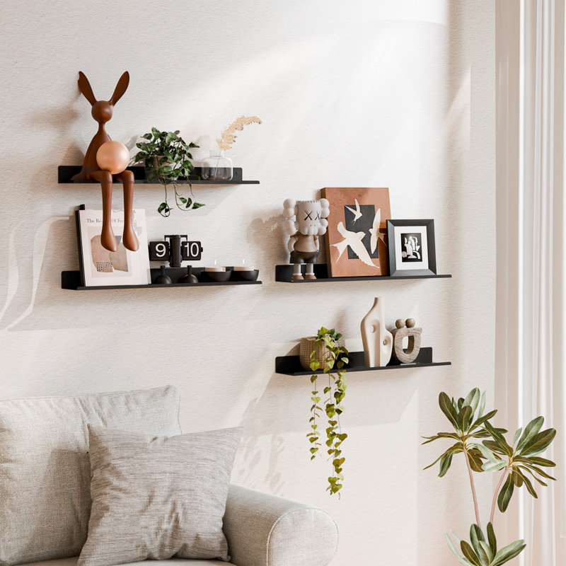 Metal Floating Wall Shelves, 1.97" H x 24" W x 3.93" D